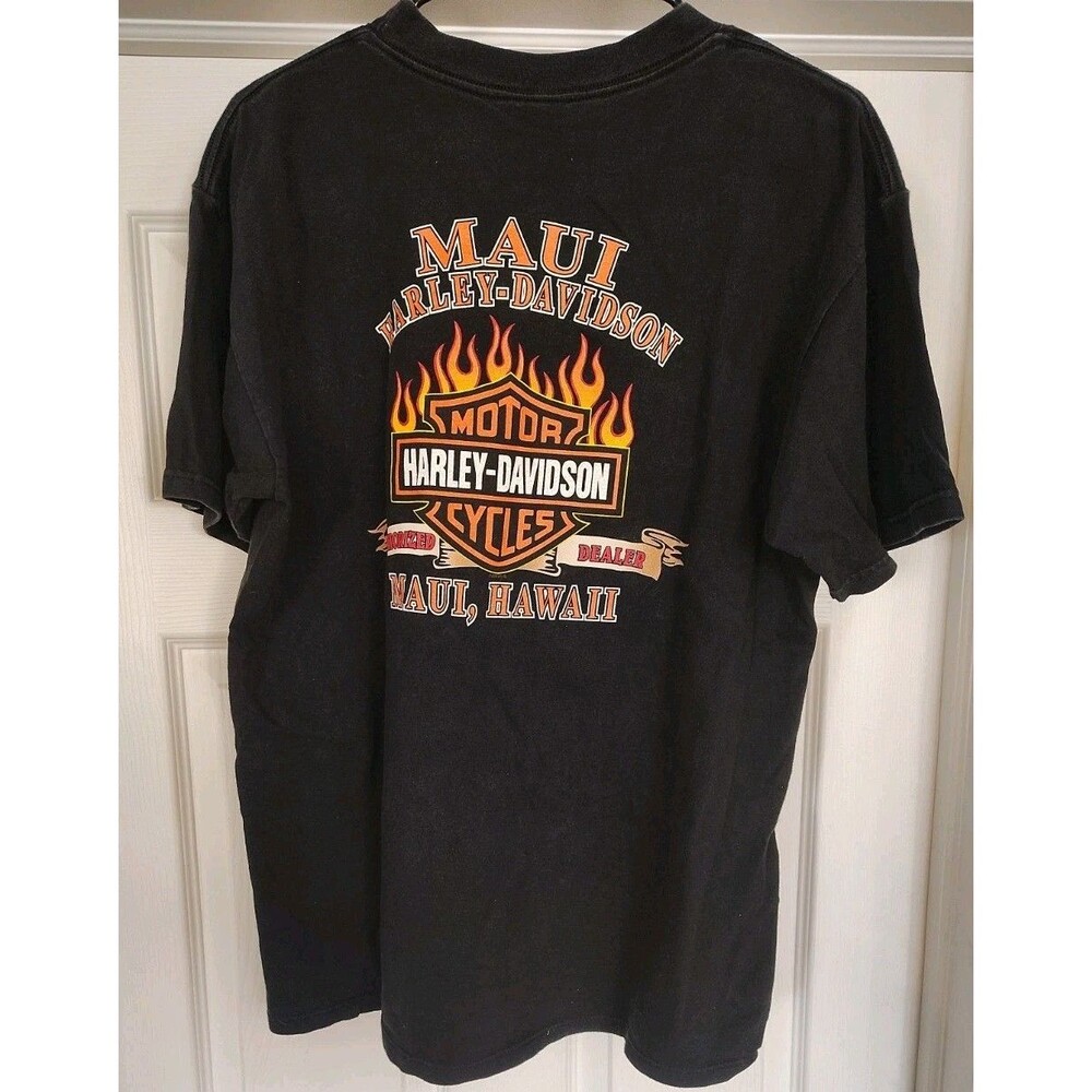 Harley Davidson Maui T Shirt Hawaii Bald Eagle Black Front Back Men Large 2005